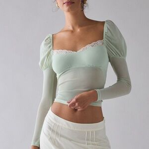 NWT Kimchi Blue Mint Green Lace Detail Top
